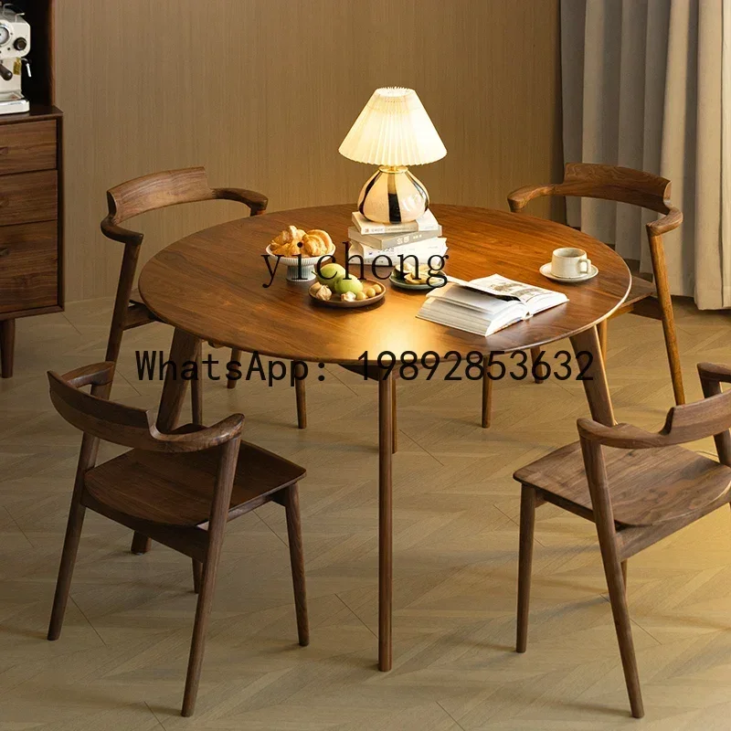 

W8- all solid wood dining table household log small apartment new Chinese dining table and chair combination home accessories