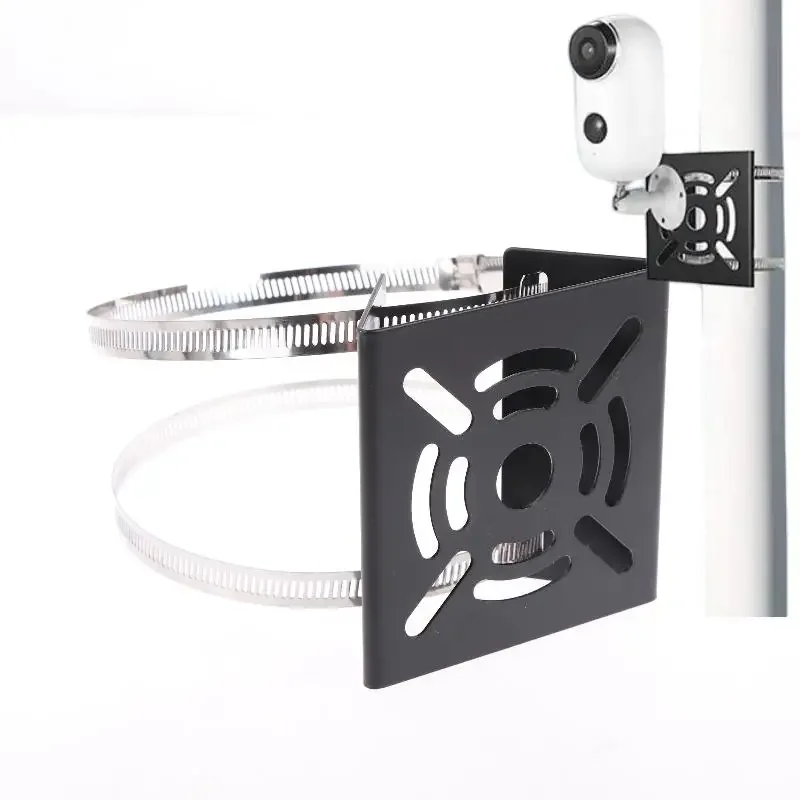 1 Set Universal Joint Pole Column Holding Monitoring Bracket Camcorder Back Stand Iron Hoop Plate Street Light Pole Mount Holder