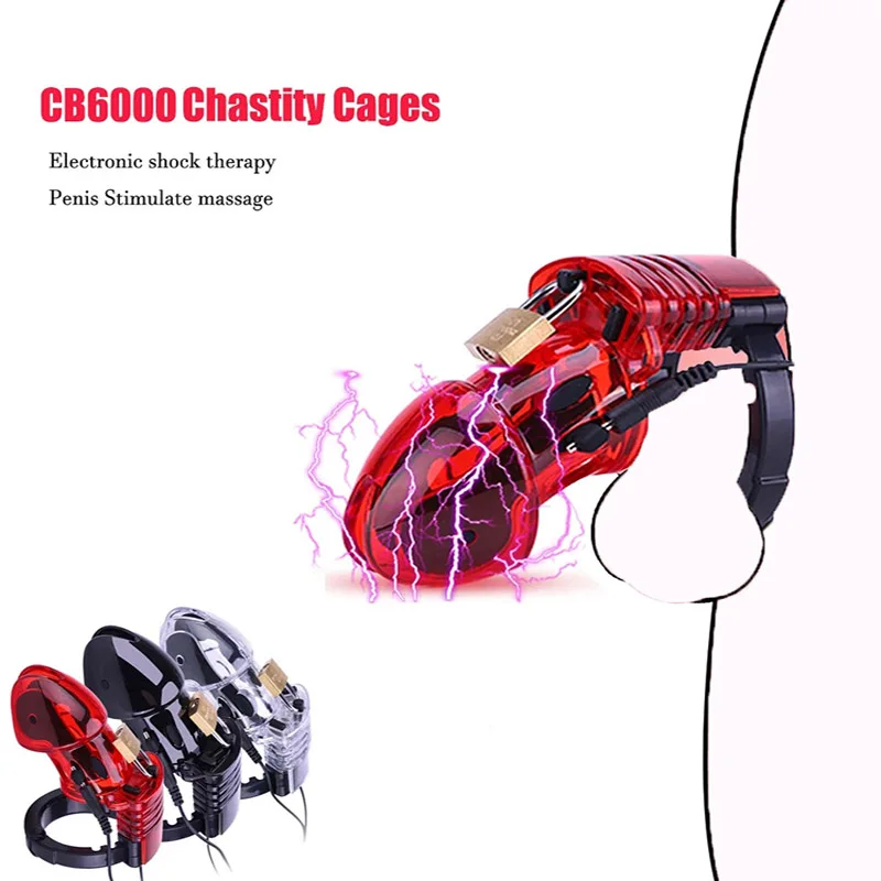 BDSM Electro Shock CB6000 Male Chastity Cock Cage Sex Ball Stretcher,Electric Stimulator Penis Lock Ring Gay Masturbation Tools view 6