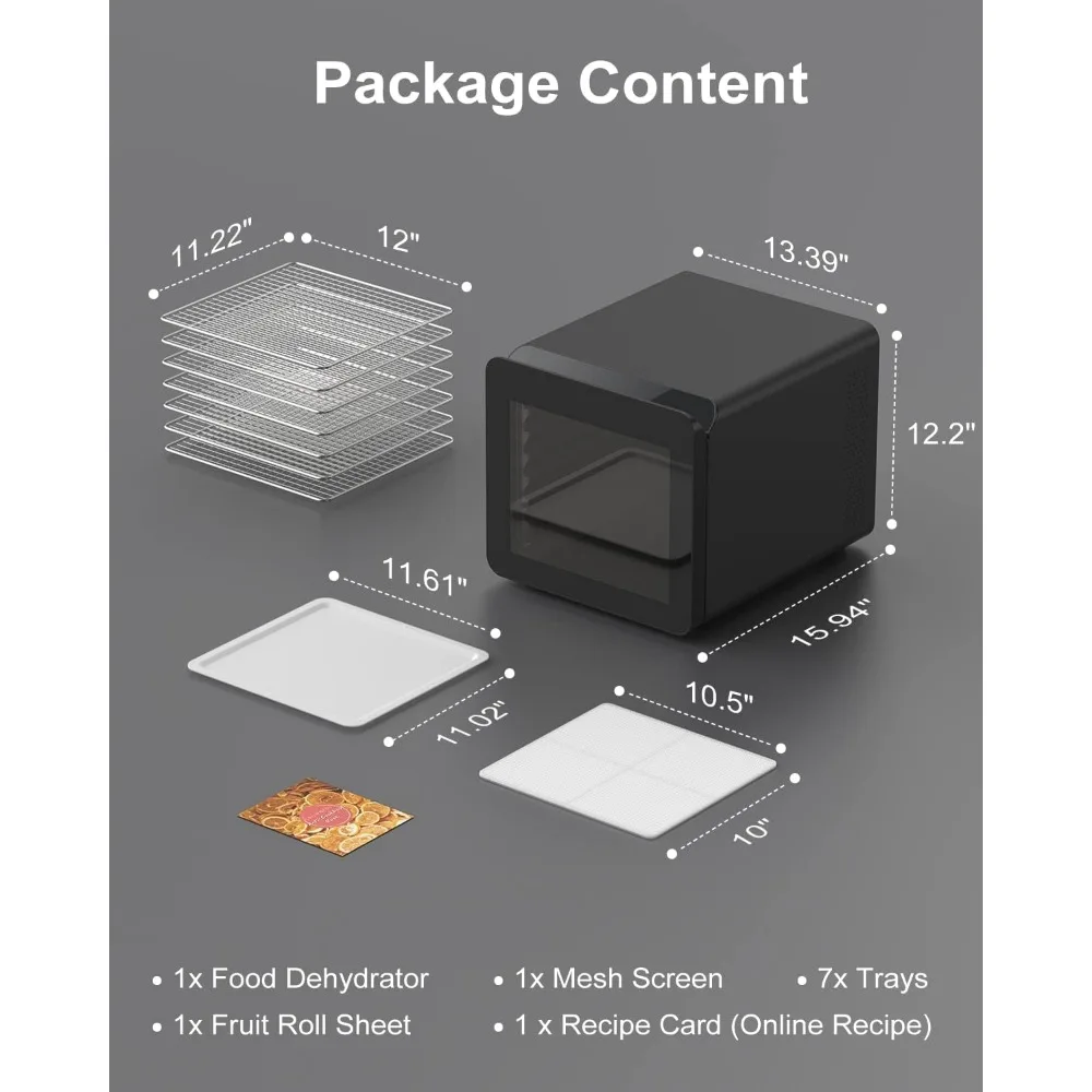 Máquina Desidratadora De Alimentos, 7 Bandejas De Aço Inoxidável, 600W Secador Desidratado, Temporizador Ajustável e Controle De Temperatura