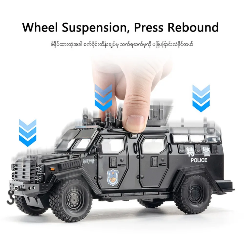 1/24 Car Toys Model Swordtooth Tiger Explosion Proof Vehicle Alloy Die-casting Cars Door Can Opened Sound Light Collectible Gift