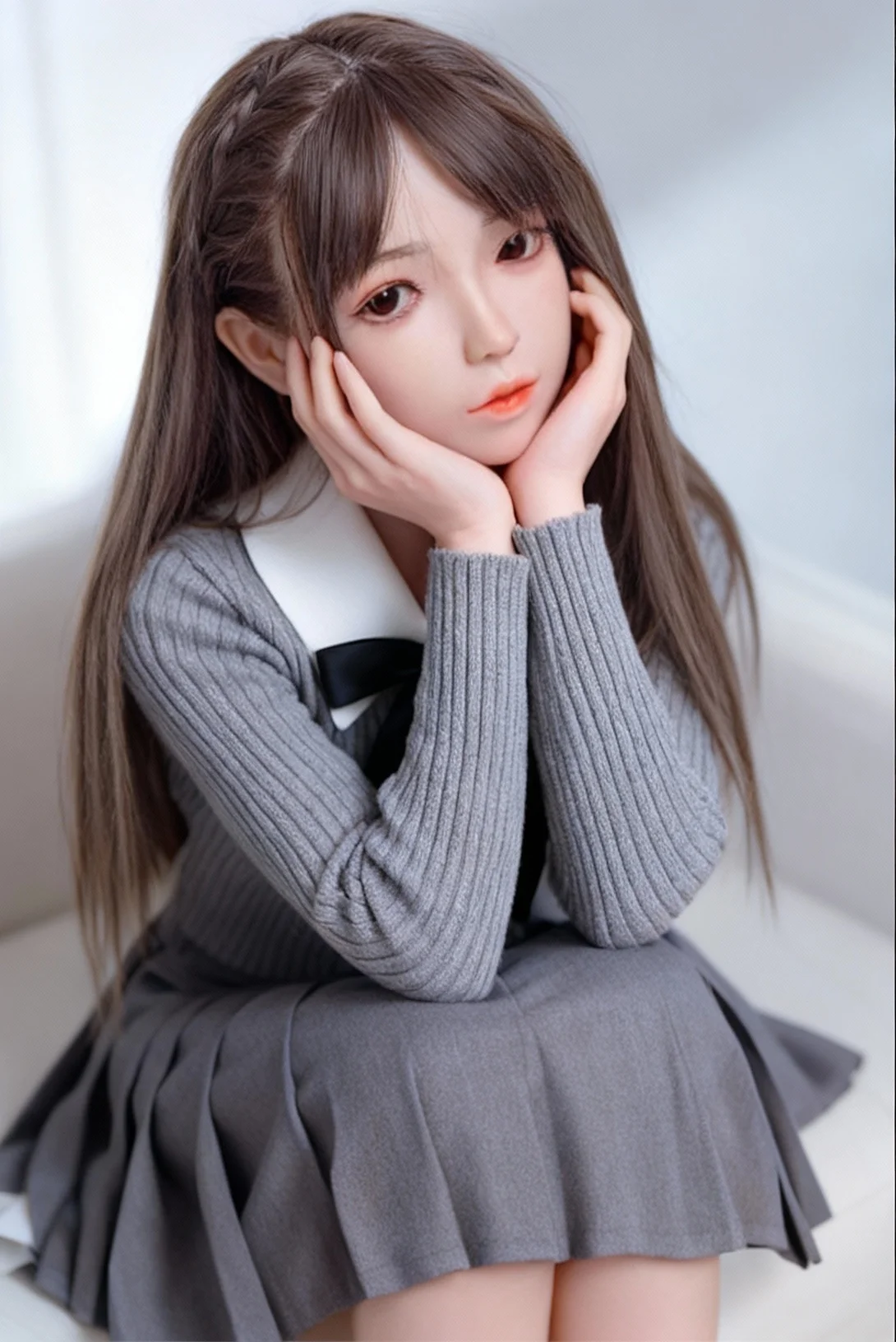 ฟิกเกอร์หญิงไร้รอยต่อ อกแบน ทำจาก TPE พร้อมวิกผมและชุด  ขนาดใหญ่ ขยับได้ เหมาะสำหรับนักสะสม พร้อมโครงเหล็ก