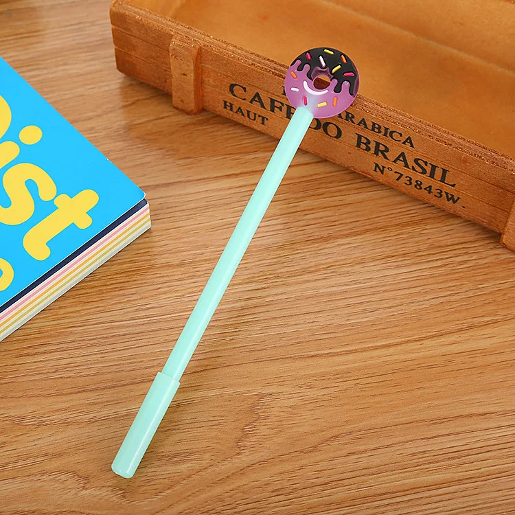 50PCS  Cute doughnut Rollerball pen creative learning stationery candy colored student pen small fresh cartoon signature pen