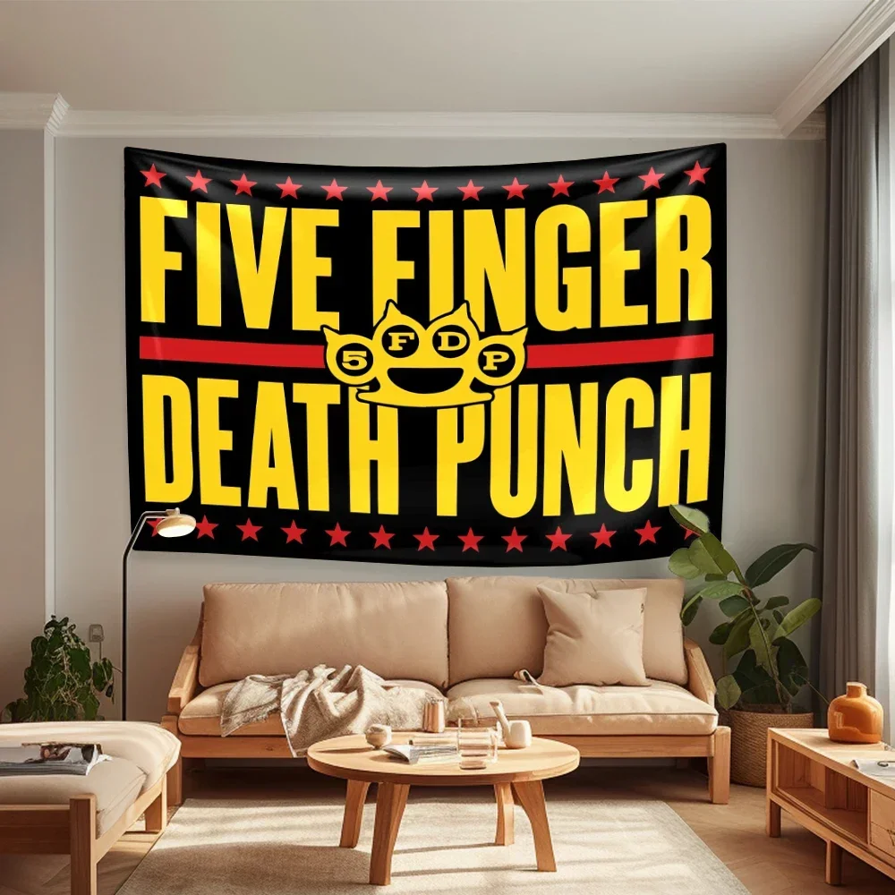 Metal Band F-Five Fingers Tapestry Death Punchs Home Decor Aesthetics Wall Hanging Dormitory Party Backdrop Birthday Gifts