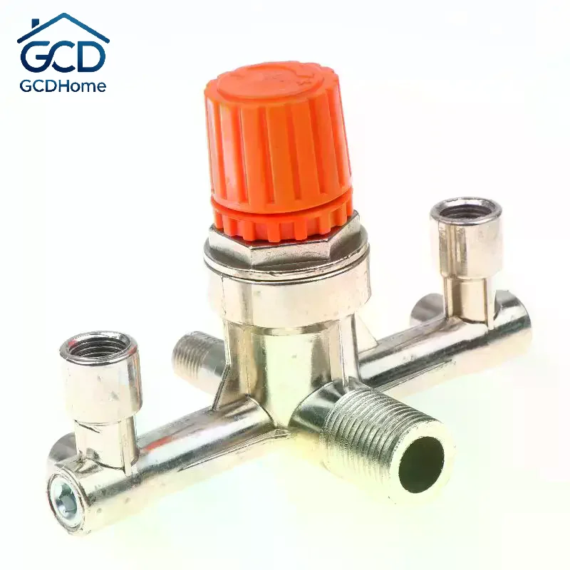 Air Compressor Pressure Regulator Valve Double Outlet Tube Heavy Duty for Automotive Pneumatic Repair Tool Accessories