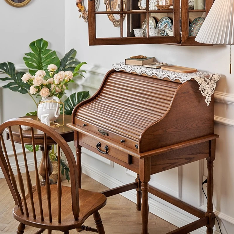 

Retro flip cover American piano dresser bedroom small apartment secret desk solid wood