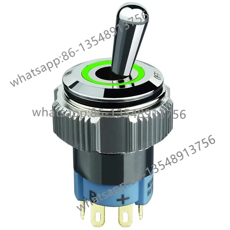 Button switch 16mm waterproof with lamp metal rocker arm toggle switch two gears 12v24v spot