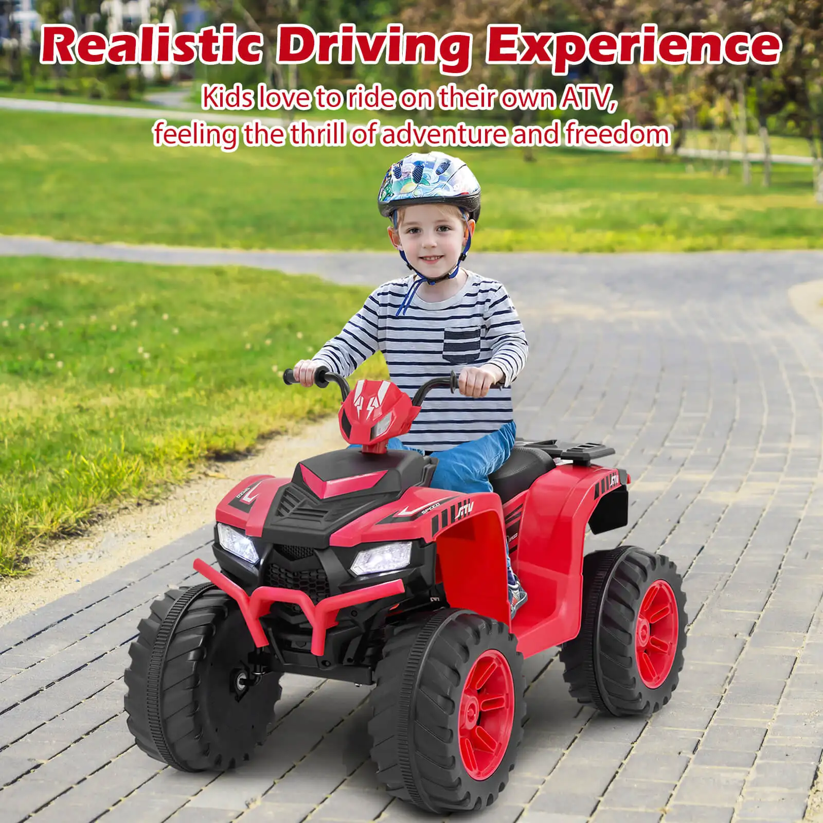 24V Kids Ride-On Electric ATV 4-Wheeler Quad Car with Wireless Connection