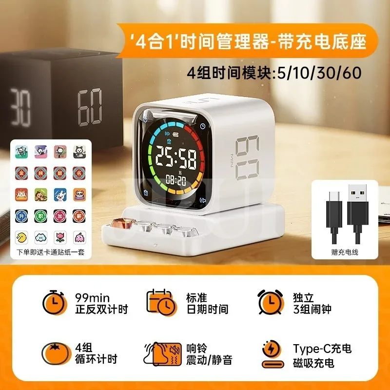 TK3 Flip Countdown Timer Small Square Time Management Tool For Student Classroom Home Study Focus Reminder Gadget