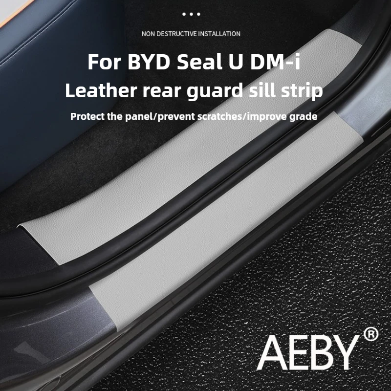 

AEBY For BYD Seal U DM-i 2020-2025 Car Door Sill Guards, Protective Leather Film Sticker Scratch Proof Trim Interior Accessories