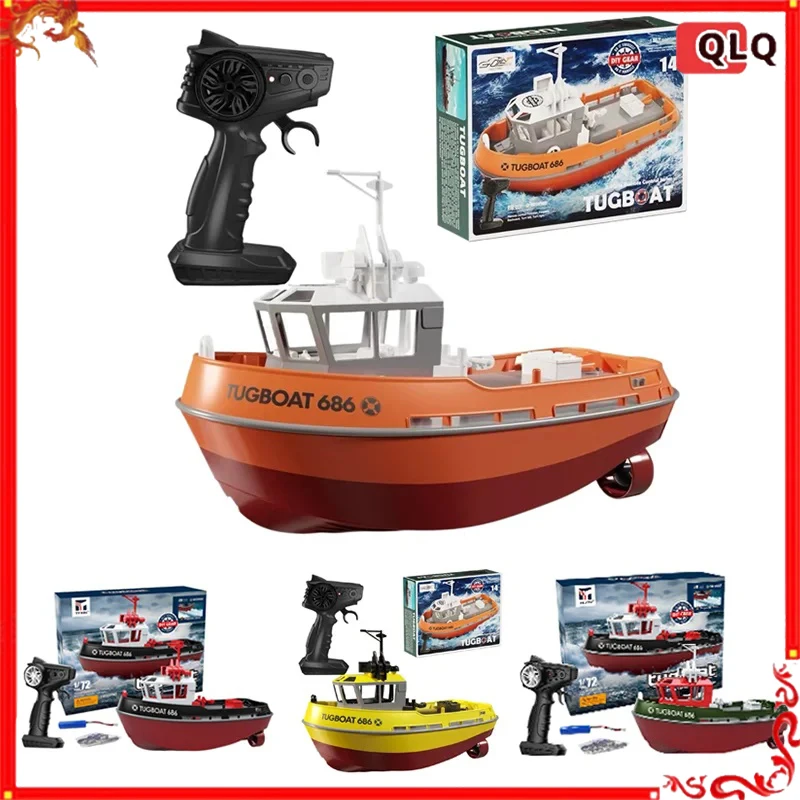 

686 Rc Boat 2.4G 1/72 Scale Powerful Dual Motor Wireless Electric Remote Control Tugboat Model Toy for Boys Long Range Gift