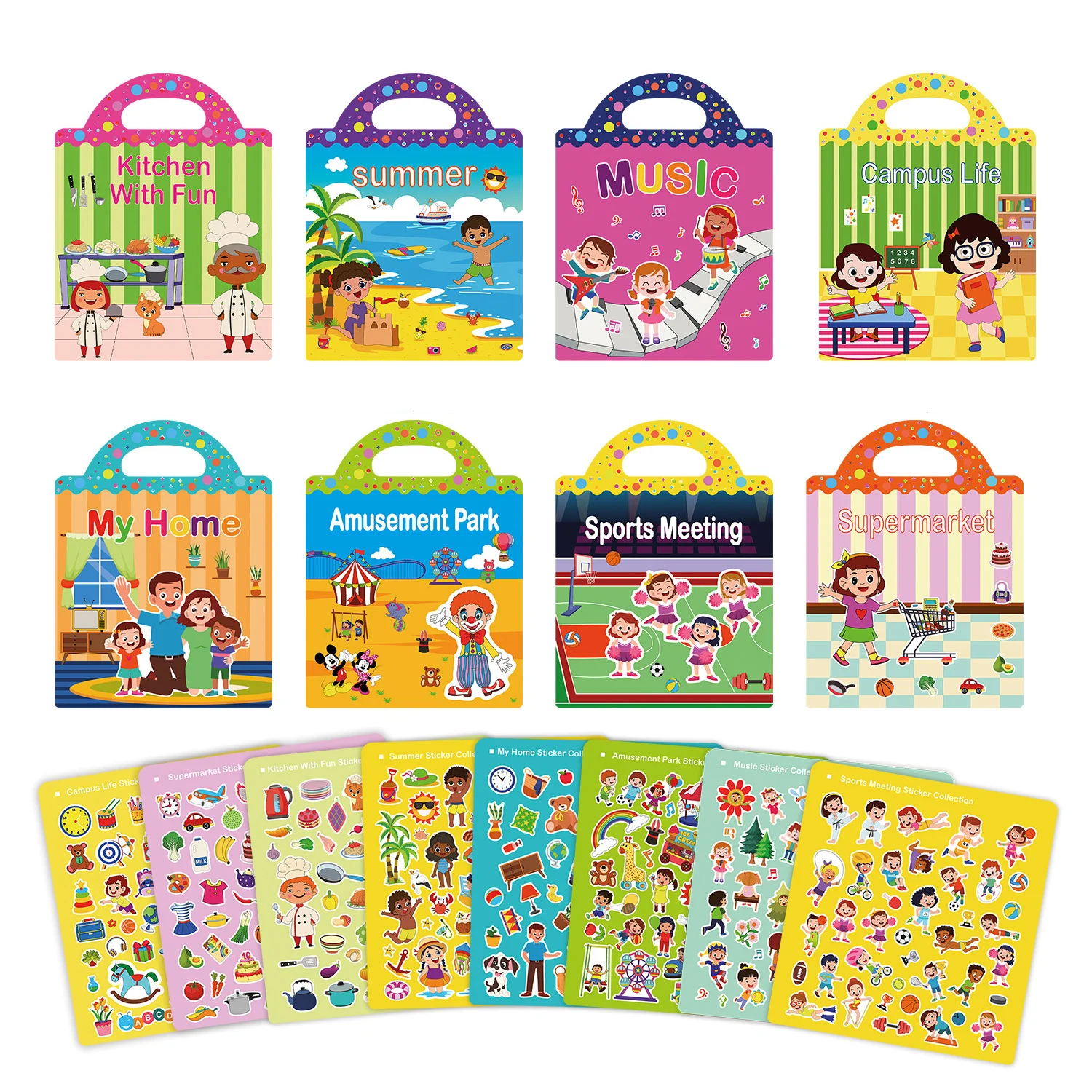 Herbruikbare Plakstickers Voor Kinderen Op De Campus Levensscènes Voor Vroege Educatie Stickerspellen Boeken Leren Cognitiespeelgoed Voor Kinderen