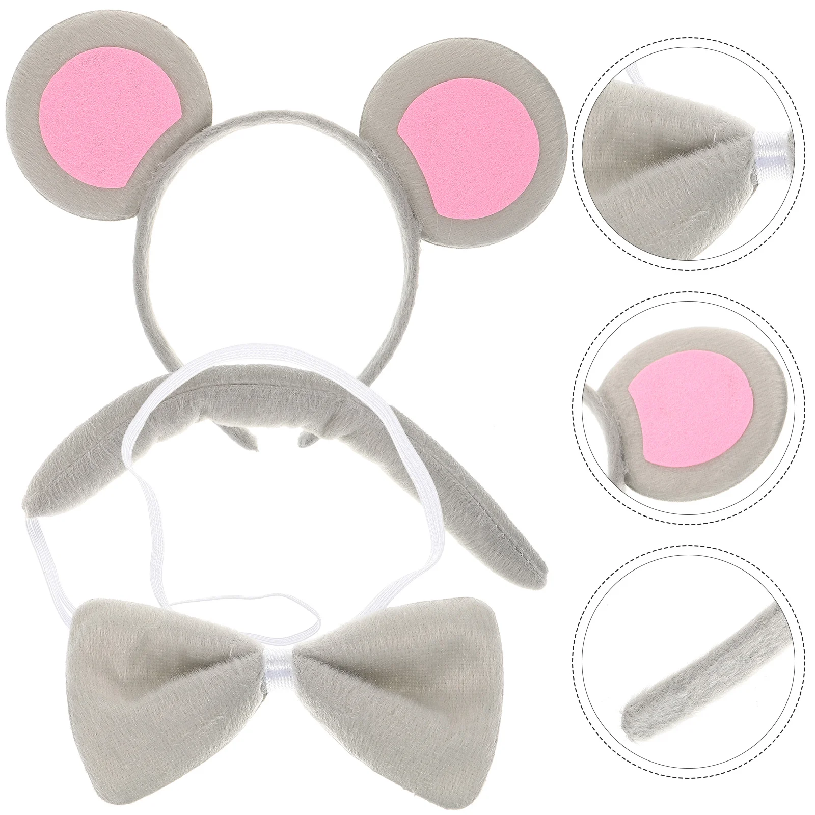 2 Sets Halloween Costume Accessories Mouse Tail and Ears Aldult Party Favors Cotton Filling