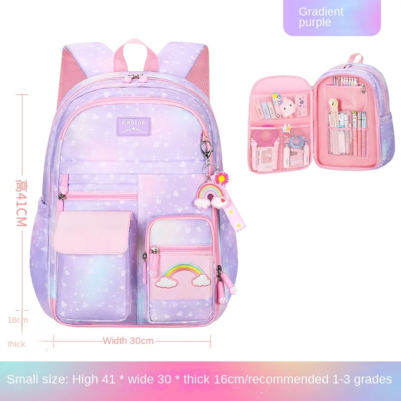 Primary School Backpack Cute Colorful Bags for Girls Princess School Bags Waterproof Children Rainbow Series Schoolbags mochila