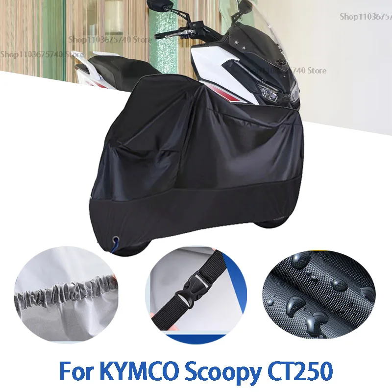 

Полный чехол для мотоцикла KYMCO Scoopy CT250, автомобильный чехол на открытом воздухе, защита от солнца, пыли, без ушей, утолщенный оксфордский чехол, аксессуары