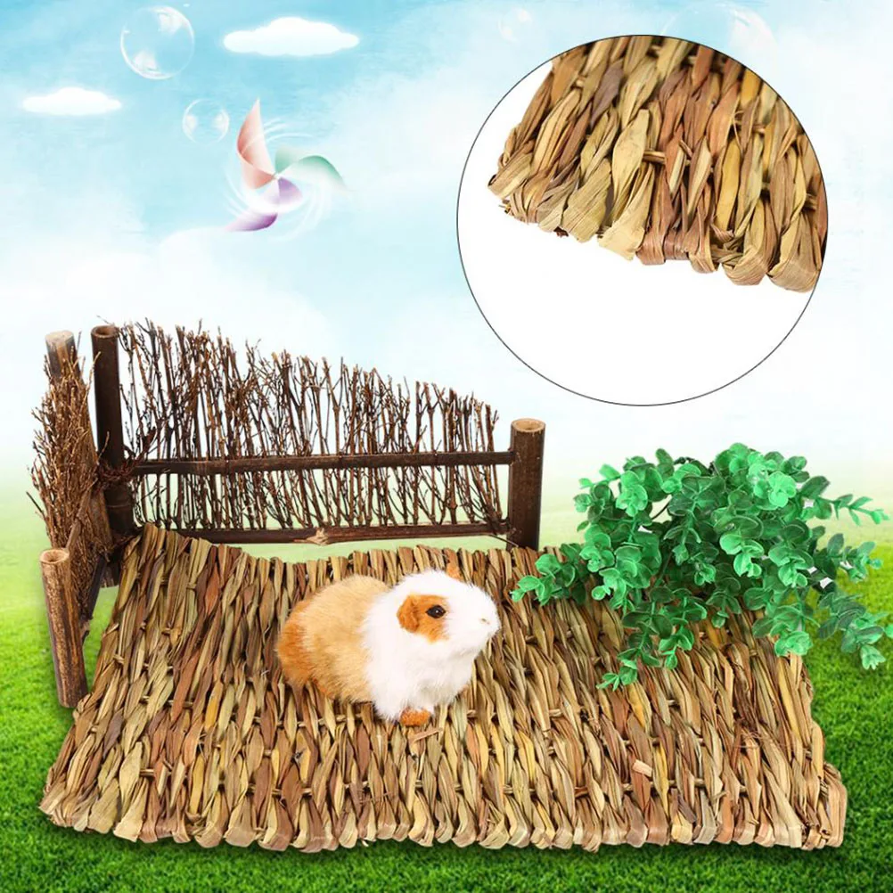 

2 Pcs Toys Pet Grass Mat Seagrass Pat Chew Bed Hamster Pad Rabbit PadSeagrass Bunny