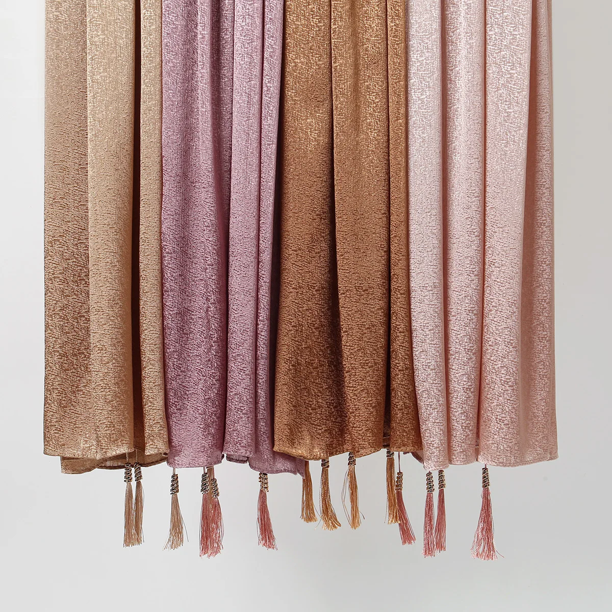 

Jersey Satin Fringed Hijab Scarf Long Muslim Shawl Breathable Headscarf Plain Soft Turban Head Wraps For Women Africa Headband