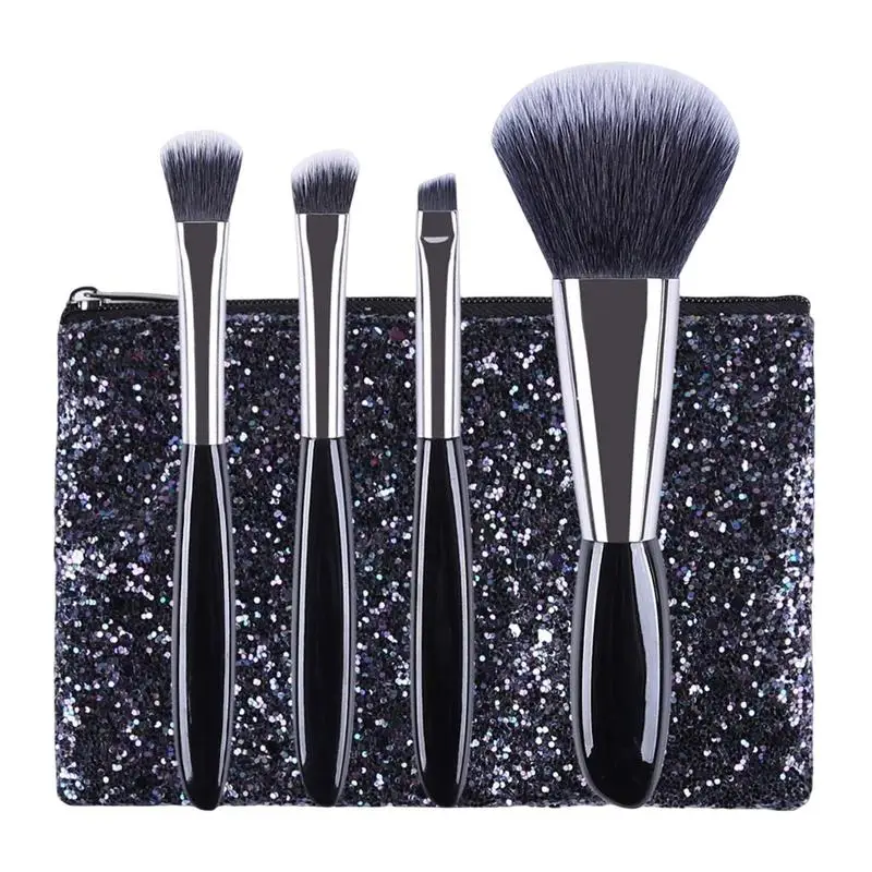 4PCS Portable Face Powder Blush Concealers Eye Travel Makeup Brushes Set Soft Cosmetic Bristles Brush Eyeshadow Brush For Women