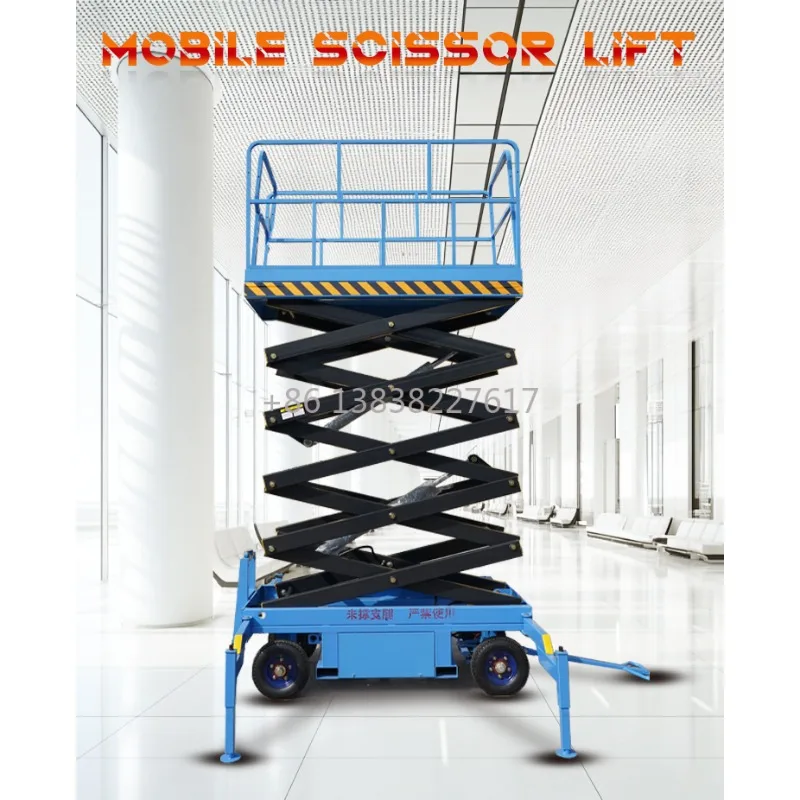 500-1000kg Load Hydraulic Mobile Scissor Lift Table Customizable Lifting Height Aerial Work Platform New view 6