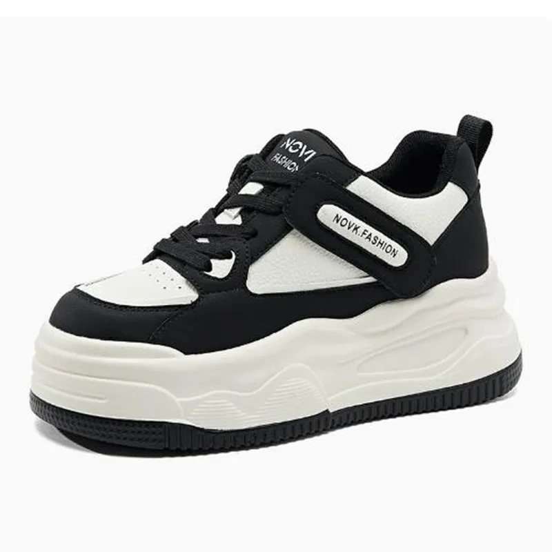 

НОВЫЕ женские модные дышащие кроссовки из микрофибры с кожаными вставками, на скрытой танкетке 8 см, на толстой подошве, осенне-весенние, на платформе