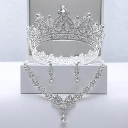 Itacazzo Bridal Headwear Full Of Baroque Style Noble Silver-color Ladies' Wedding Crown Necklace Earrings 4 Pcs Set(Without Box)
