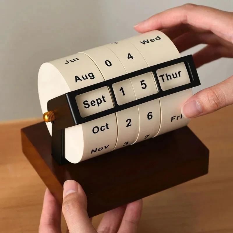 Rotating Perpetual Calendar Large Luxury Desktop Decor Motivational Study Desk Accessory For Students Home Office Birthday Gift
