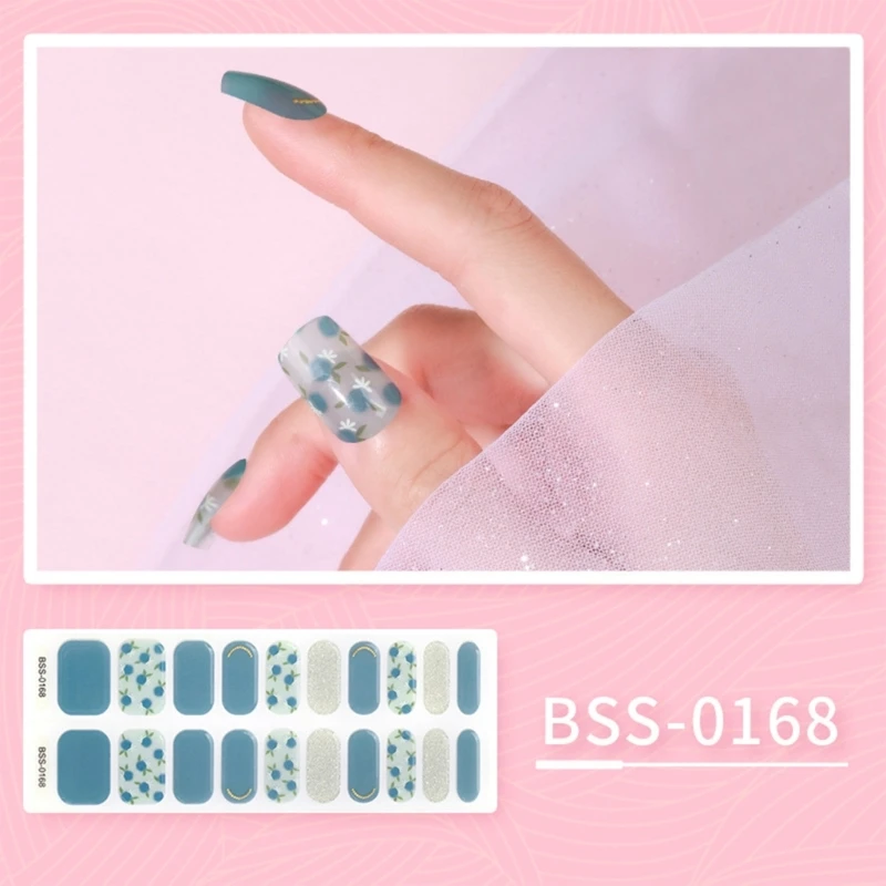 20 Tips Semi-Cured Gel Nail Patch Adhesive Sliders Long Lasting Full Cover Nail Stcikers Gel LED UV Lamp Neede