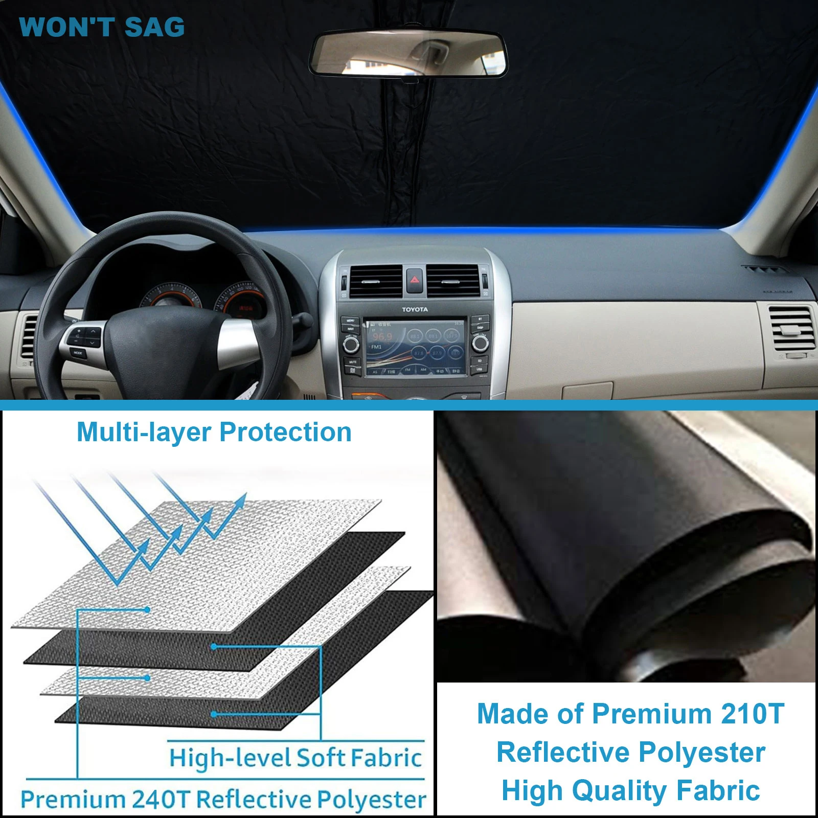 For Toyota Corolla 2023 2022 2021 2020 2019 SE XSE L LE XLE Hybrid Sedan Car Front Windshield Sunshade Cover Accessories