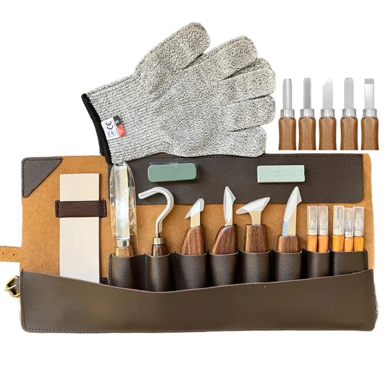 Wood Carving Kit Wood Tools Hand Carving Knife Set File Spoon for Beginners Whittling Woodworking Luxury Woodcarving Knife Set