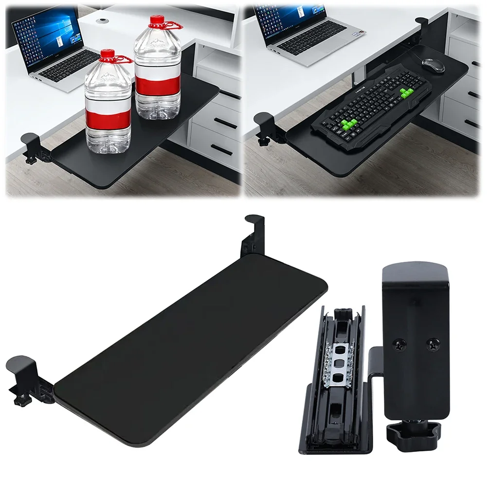 

Slide Out Computer Keyboard Drawer Pull Out Keyboard Tray Height Adjustable Mouse Tray for Typing Computer Keyboard & Mouse Tray