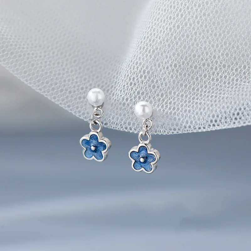 925 Sterling Silver Flower Zircon Simple Stud Earrings For Women Elegant Wedding High-end Luxury Jewelry Accesories