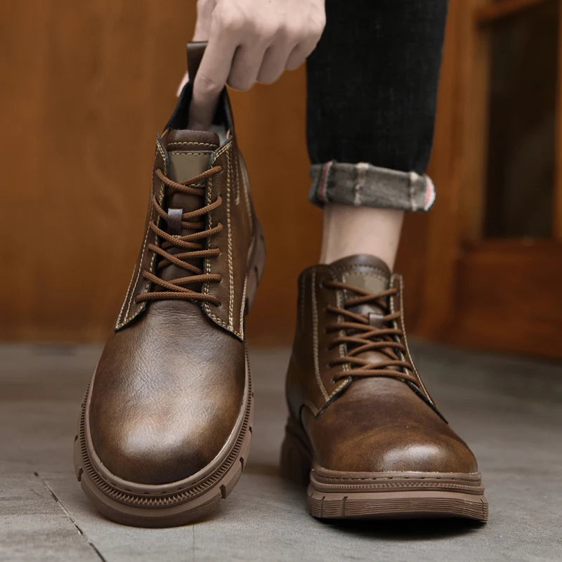 

Winter New Men's Comfortable and Warm High Top Boots Fashionable Brand Men's Lace Up Anti Slip and Wear-resistant Outdoor Boots