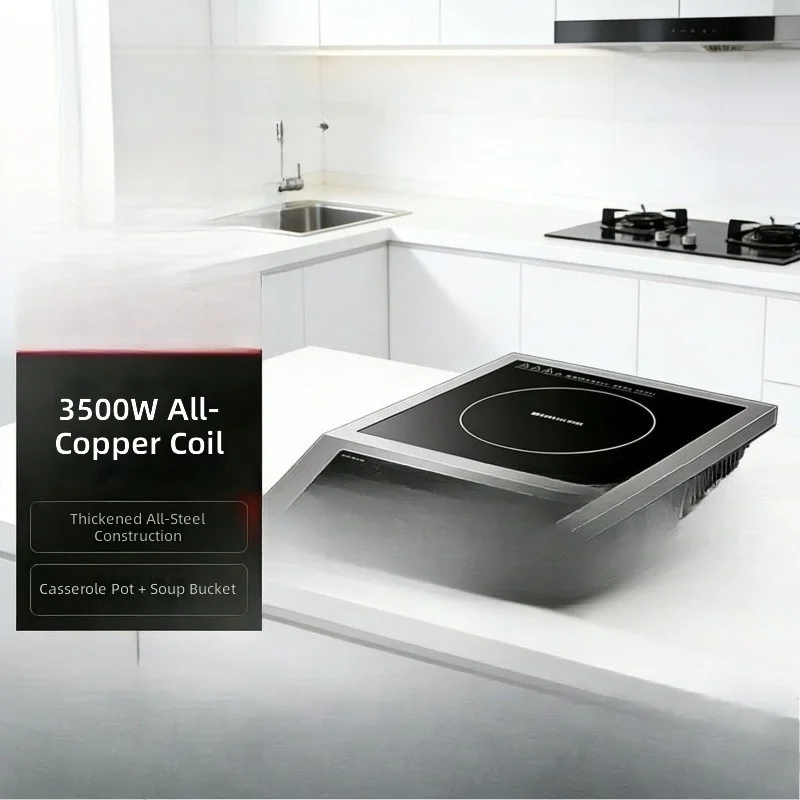 Commercial Induction Cooker 3500W, Multi-Function Flat and Concave Pan, Stir Fry, Soup, Steam, Boil, All-in-1 Cooking Solution