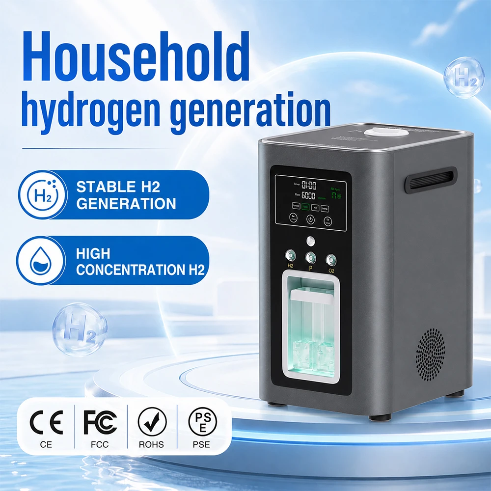 Hydrogen Generator Machine HHO Gas Generator Intelligent Breathing Device Pulse Mode 6000ml Hydrogen Inhaler Household Therapy