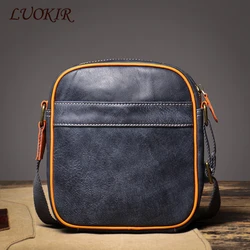 LUOKIR-Bolso de hombro de cuero genuino para hombre, bandolera de mensajero Vintage de alta calidad, bandolera pequeña de fin de semana informal para IPad de 7,9 pulgadas