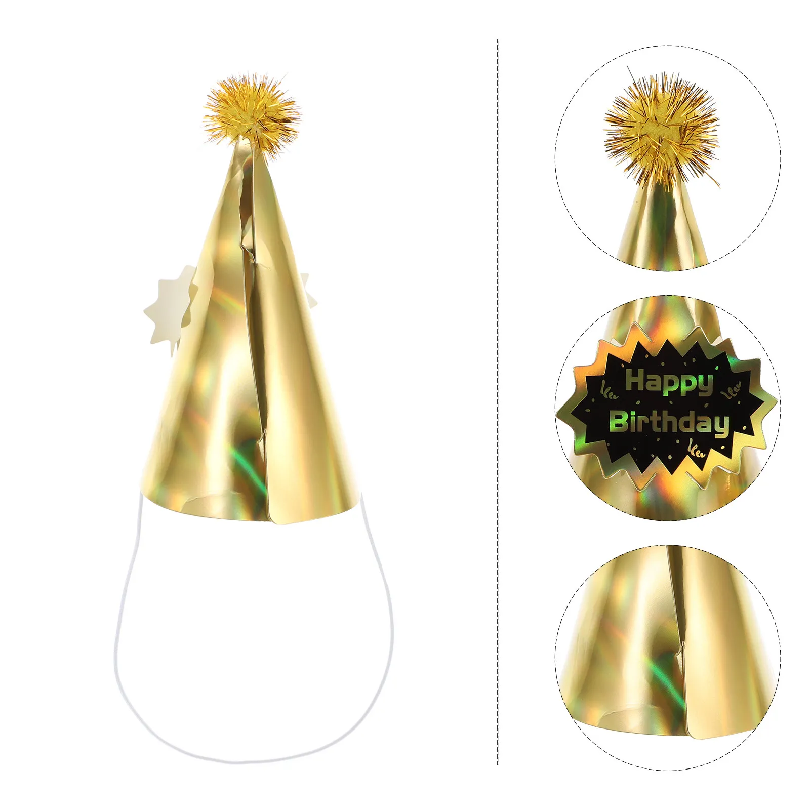 

5Pcs Birthday Hats Paper Party Caps Kids Adult Birthday Party Supplies Headwear Festive Celebration Accessories