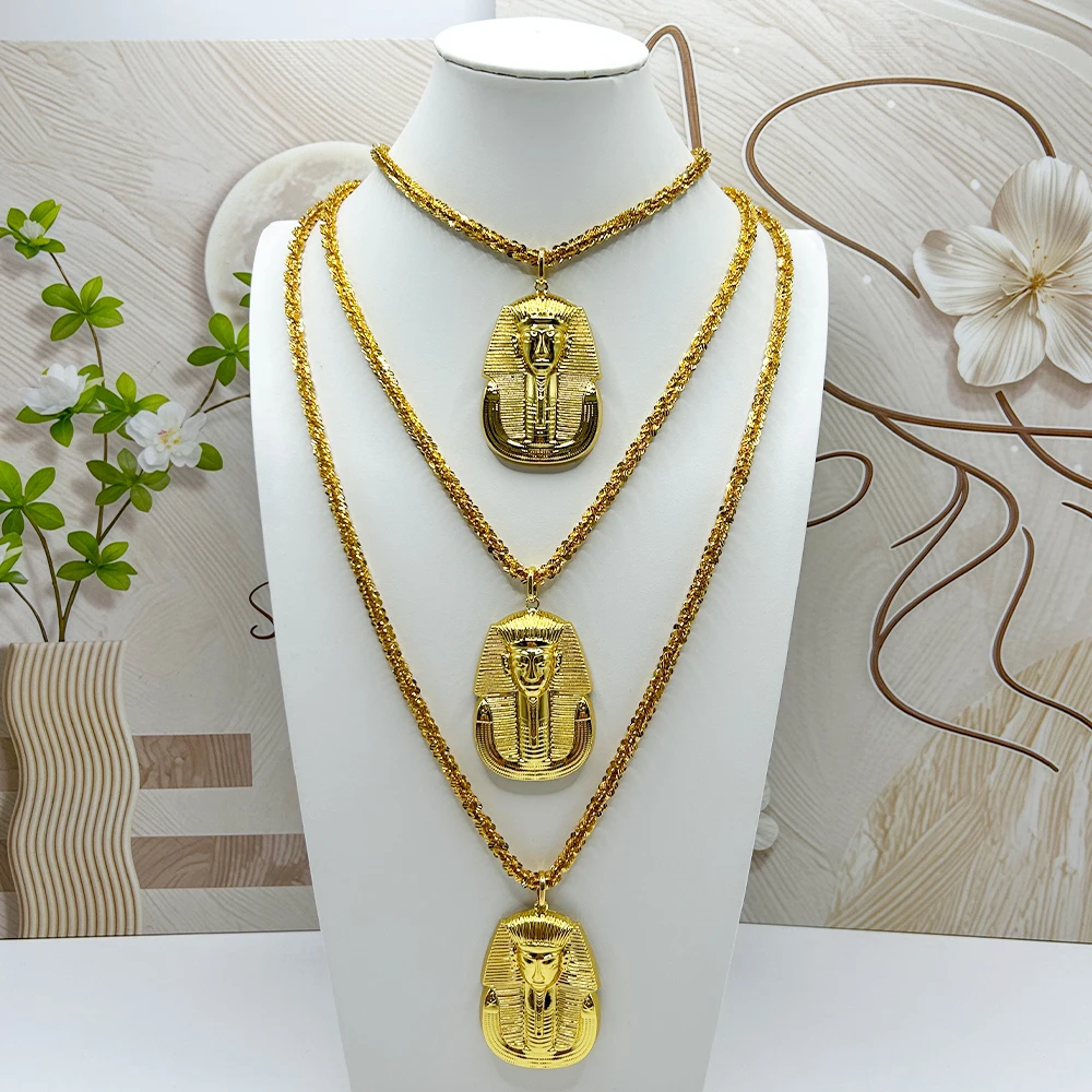 

African Necklace Pendant Golden Color Pharaoh Necklace Pendant Dubai Jewelry Popular Bridal Long Set Jewelry Party Wedding