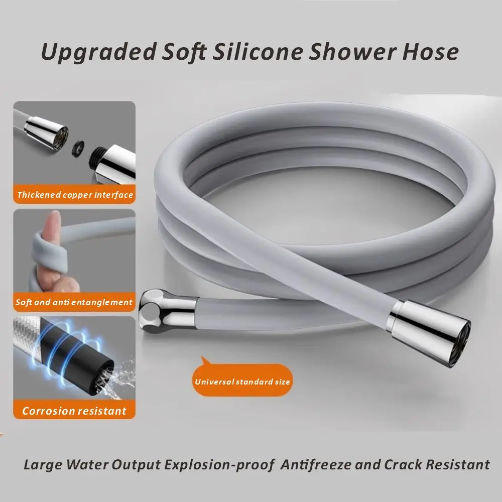 

Новинка, 1 шт., 1,5/2/3 м, силиконовый шланг для насадки для душа, гибкая трубка с защитой от намотки, мощная душевая трубка высокого давления, аксессуары для ванной комнаты