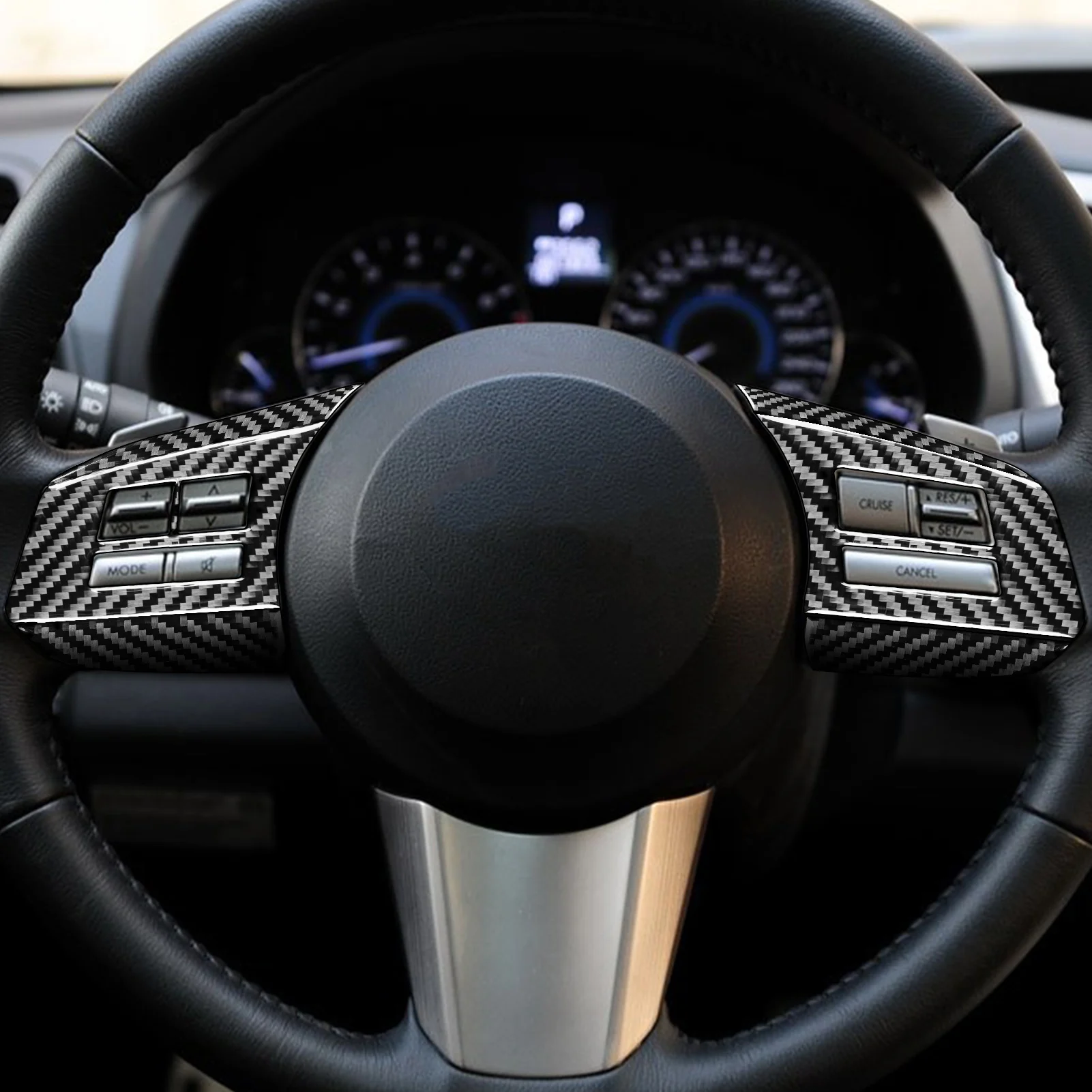 For Subaru Legacy 2010 2011 2012 2013 2014 Real Carbon Fiber 6-Piece Steering Wheel Button Trim Set