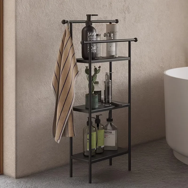 

Nordic wrought iron bathroom floor-to-ceiling hanger rack household simple coat rack bathroom towel towel rack
