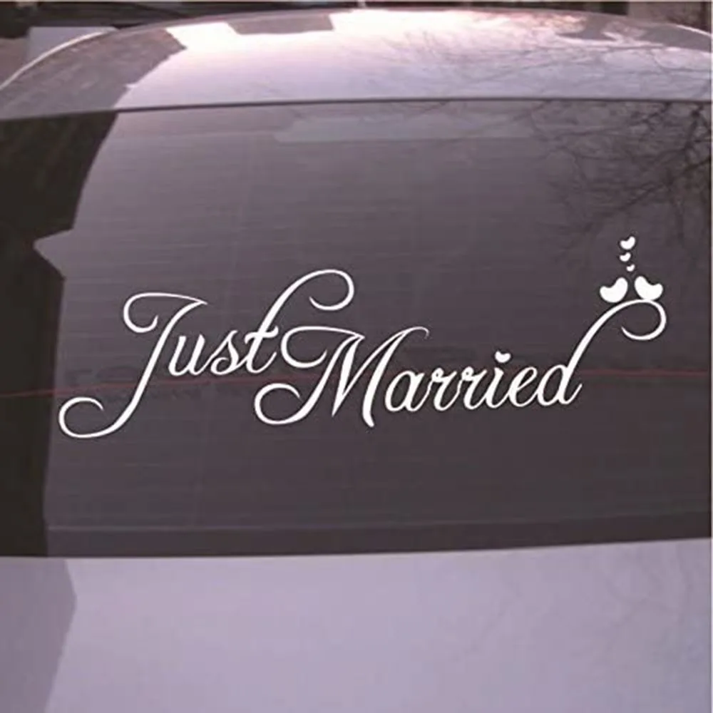 Just Married Wedding Sticker Decal Car Auto Window Sticker Vinyl Party Decor Waterproof