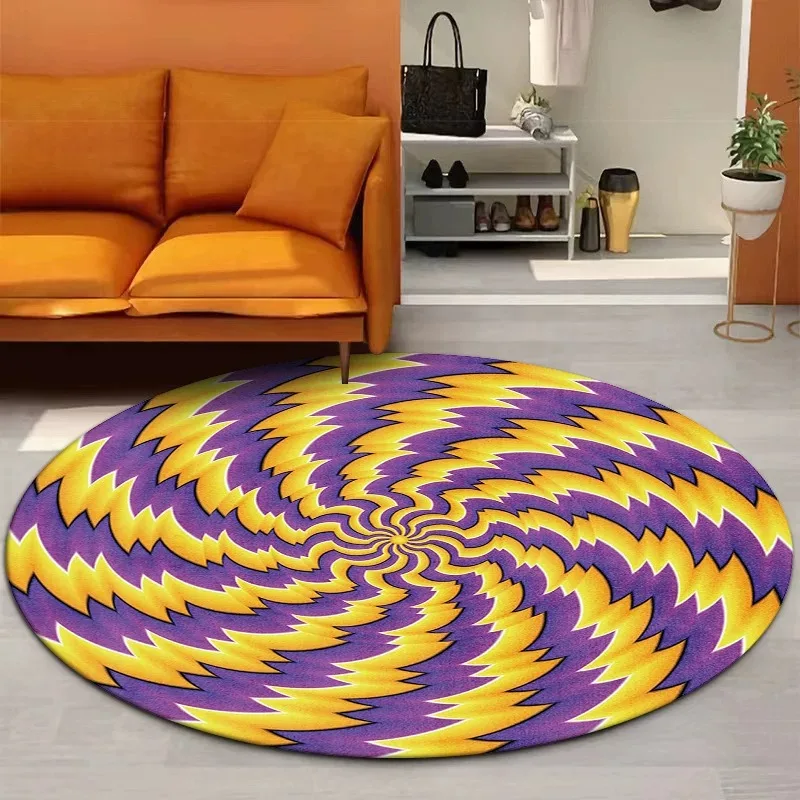 3D Optical Illusion Round Carpet for Living Room Spiral Stripes Floor Mat Home Decoration Rug Bedroom Mats Door Rugs Tapis Rond