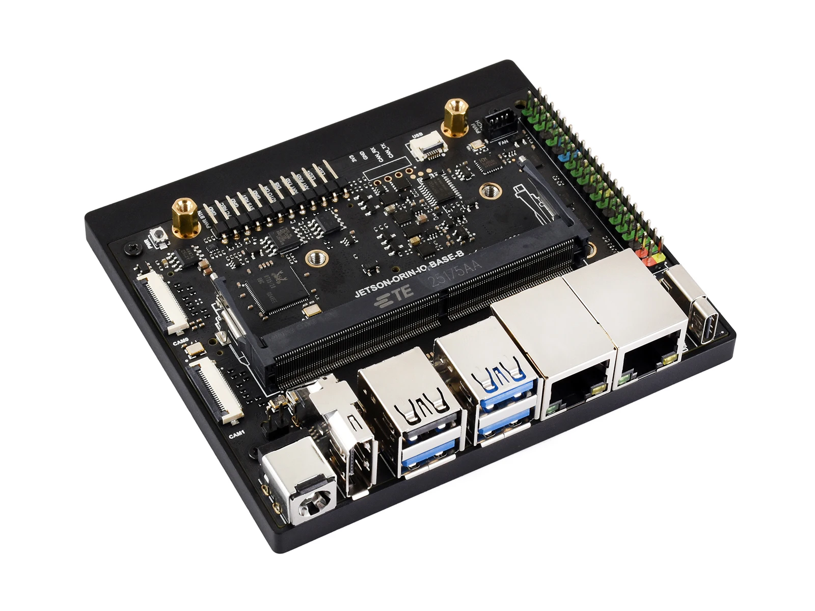 Jetson Orin Nano/NX IO Base B Carrier Board with Dual LAN, Dual CSI, 7x USB, M.2 SSD & WiFi Support for AI Edge Computing