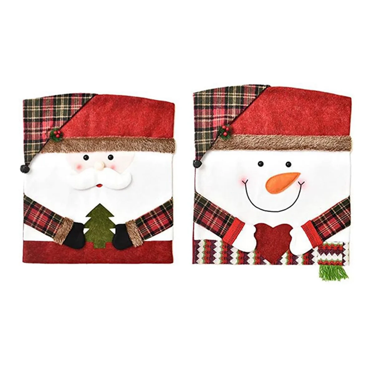 2 Pack Christmas Chair Covers, Santa &- Xmas Removable Chair Cover Christmas Home