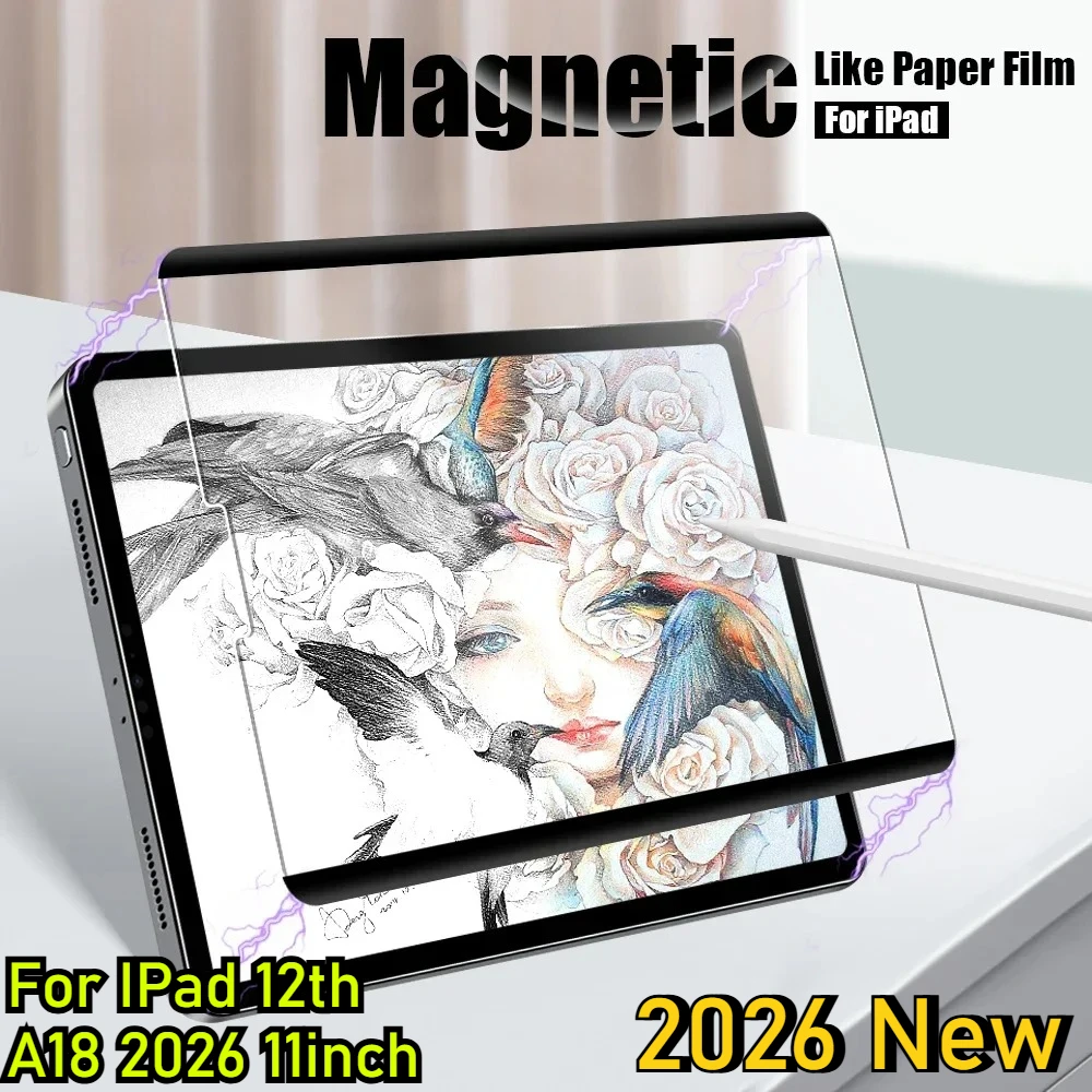 

2026 Magnetic Like Paper Film Protector for IPad A18 12th A16 11th Air 8 M4 M3 M2 5 4 M5 Pro 11 13 12.9 10th 9th Mini 7 6 Screen