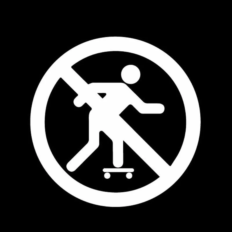 Skateboard Teenager Skateboard Prohibition Sign Decals Car Decoration Personality Pvc Waterproof Decals Black/white, 15cm*15cm