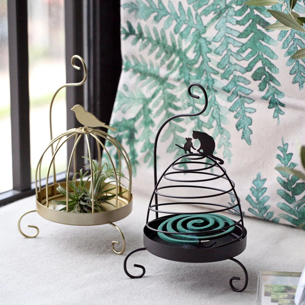 

Metal Bird Cage Ornaments Bracket - Incense Holder Candlestick Holders Table Desktop Decoration