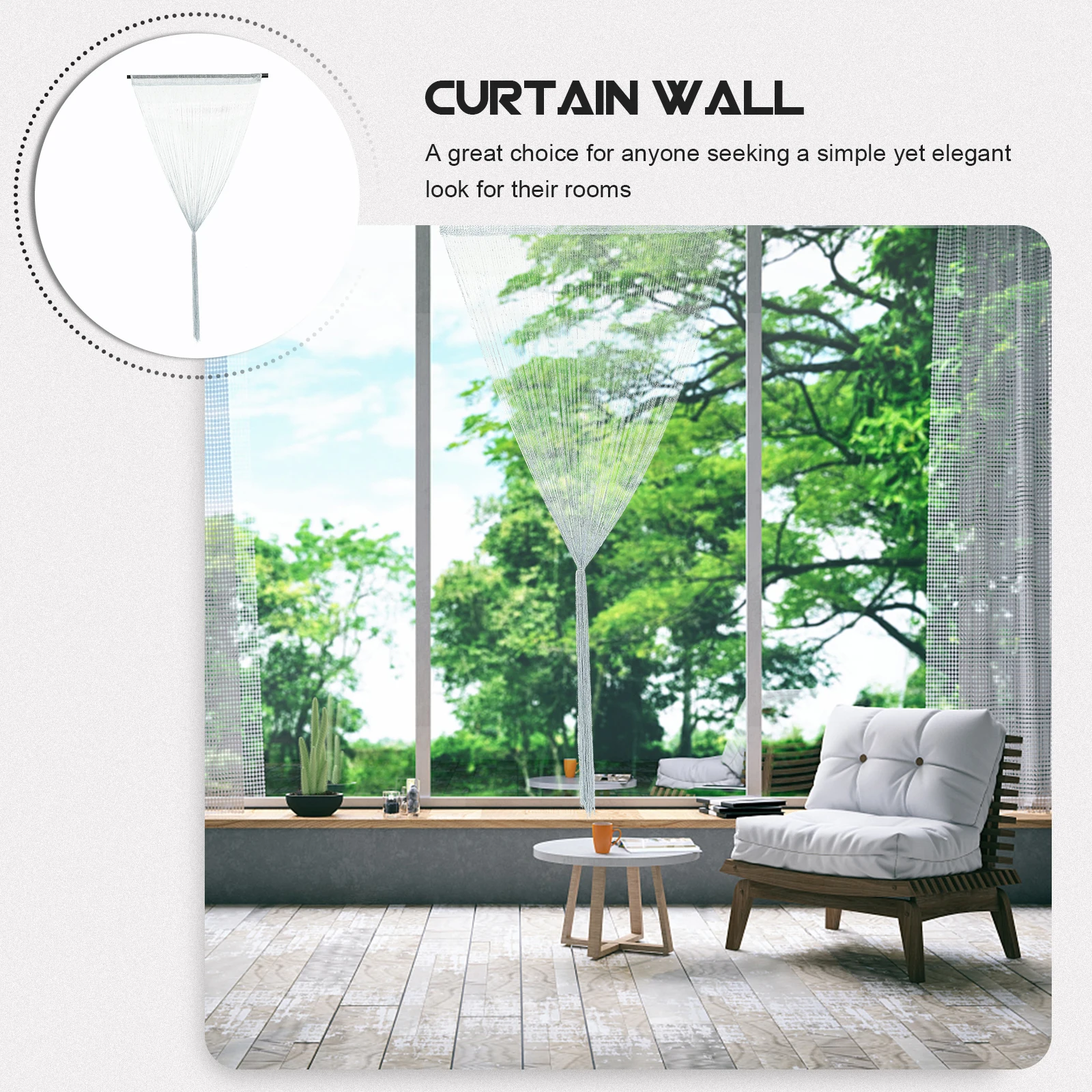

Curtain for Door Tassel Curtains Multipurpose Decorative Glass Screen Doorway Silver Room Divider Child