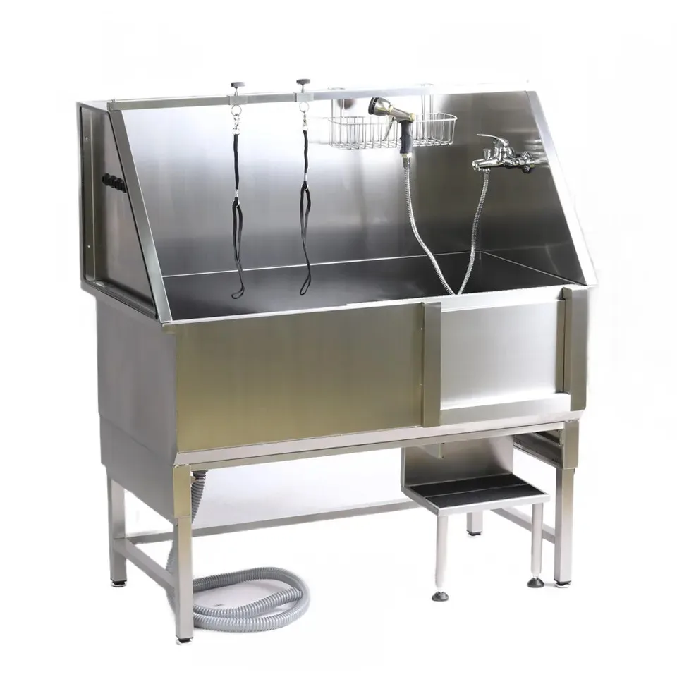 

Stainless-Steel Professional Pet Bathing Tub with Right-side Door
