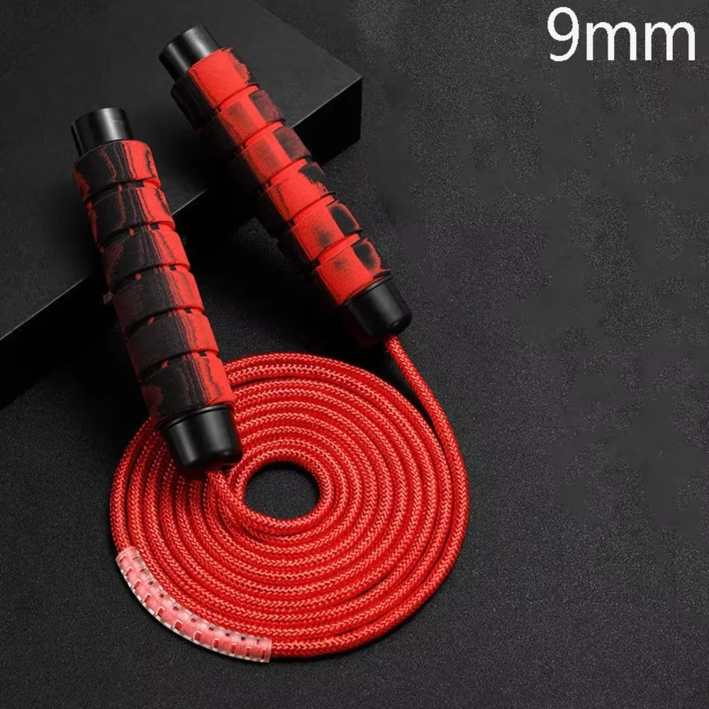 Cuerda para saltar ponderada sin enredos, mango de espuma con rodamientos de bolas, cuerda para saltar de nailon 360 ° Saltar la cuerda de fitness ajustable con rotación